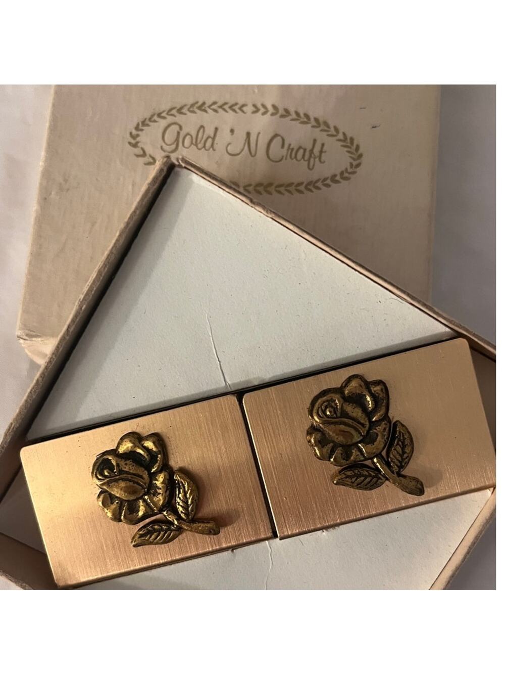 Vintage Gold 'N Craft Brass Rose Matchbox - Ornate Floral Decorative Home Accent